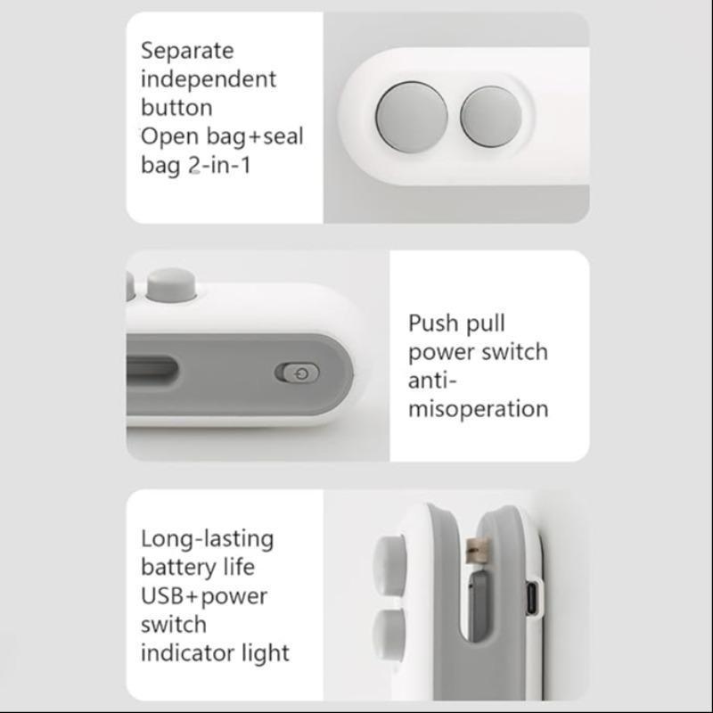 Mini Snack Bag Sealer Machine, Dual-Function USB Rechargeable Heating Sealer, Plastic Electric Heat Sealer, Portable Food Preserver