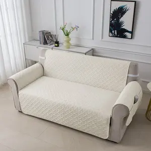 Pure Color Cotton Sofa Cover, Ultrasonic Embossed Pet Sofa Pad, Dustproof Protector, Home Decor, Fits 1-3 Seater, All Seasons