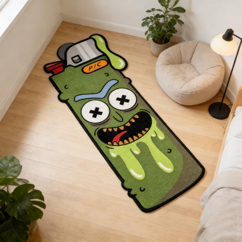 Funny cartoon pickled cucumber lighter shape sofa area carpet abstract interesting creative bedroom bedside strip carpet fashion home decoration cloakroom plush carpet personality trend e-sports room home washable carpet