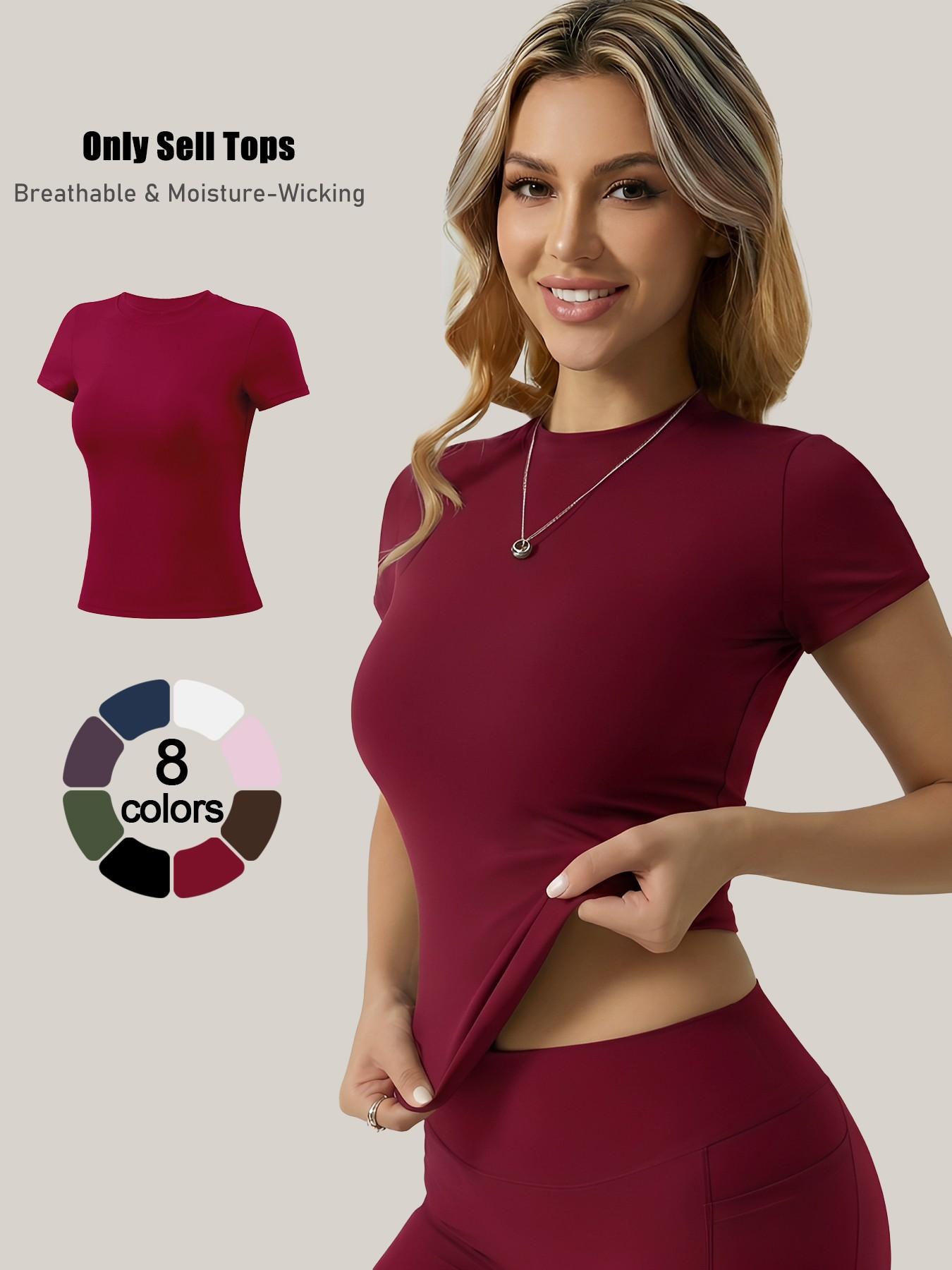 Women's Short Sleeve Workout Tops - High-Elasticity Slim-Fit Yoga Tee, Breathable Quick-Dry Fitness Shirt for Gym, Running Training & Casual Daily Wear