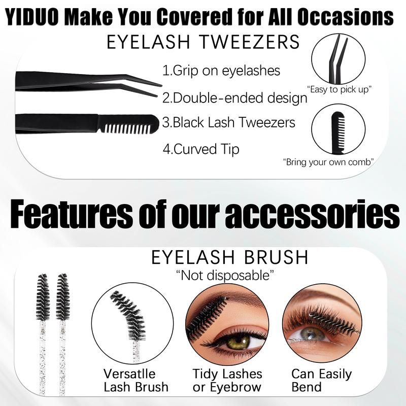 2 Styles Self Adhesive Lash Clusters Kit Natural No Glue Eyelashes extensions Kit Wispy Dainty Lashes C-curly Volume Cluster Eyelash 10-16mm Pre glued Eyelash Clusters Individual Lashes with Tweezers 5 Eyelash Brush Easy Makeup Eyelashes Extension Set