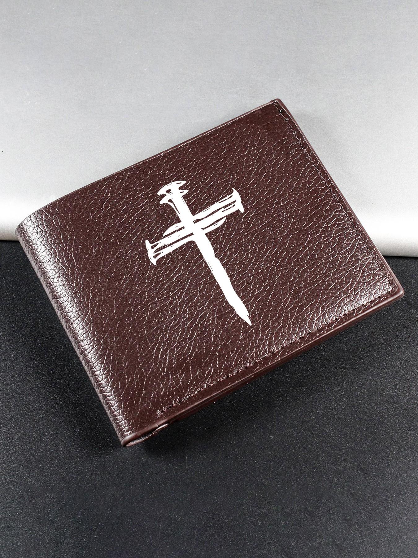 Christian Nail Cross Graphic Bifold Wallet, Gender-Neutral Slim Card Case, Heartfelt Graduation Gift for Students, Ideal for Back to School, New Job, Promotion