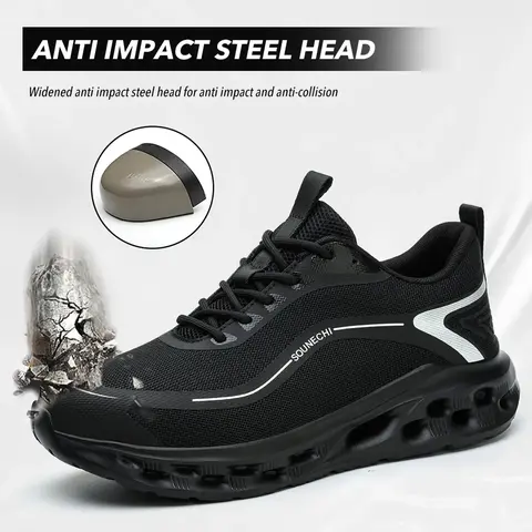 Steel Toe Work Shoes for Men and Women, Work Boots, Lightweight Breathable Anti-Scratch Safety Steel Head Sneakers, Durable Construction Footwear, Work Style Shoes, Worker Footwear #GLOBAL PICKS