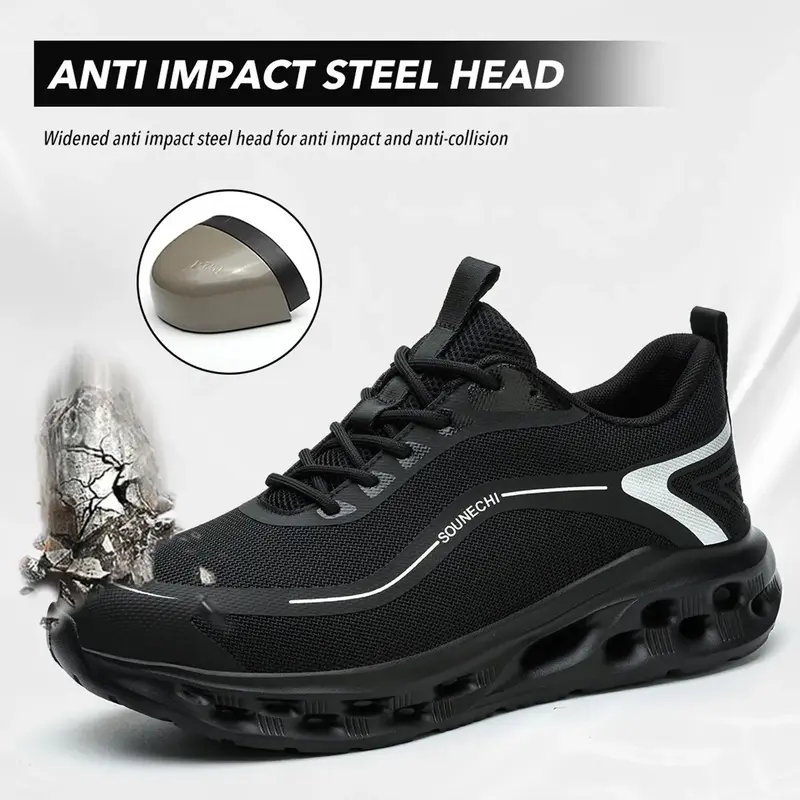 Steel Toe Work Shoes for Men and Women, Work Boots, Lightweight Breathable Anti-Scratch Safety Steel Head Sneakers, Durable Construction Footwear, Work Style Shoes, Worker Footwear #GLOBAL PICKS