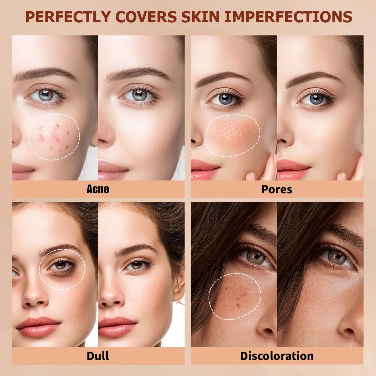 1PC Concealer, Natural Color Correcting Concealer for Women, Full Coverage Makeup for Face, Eye, Body, Nourishing Makeup for a More Even Complexion