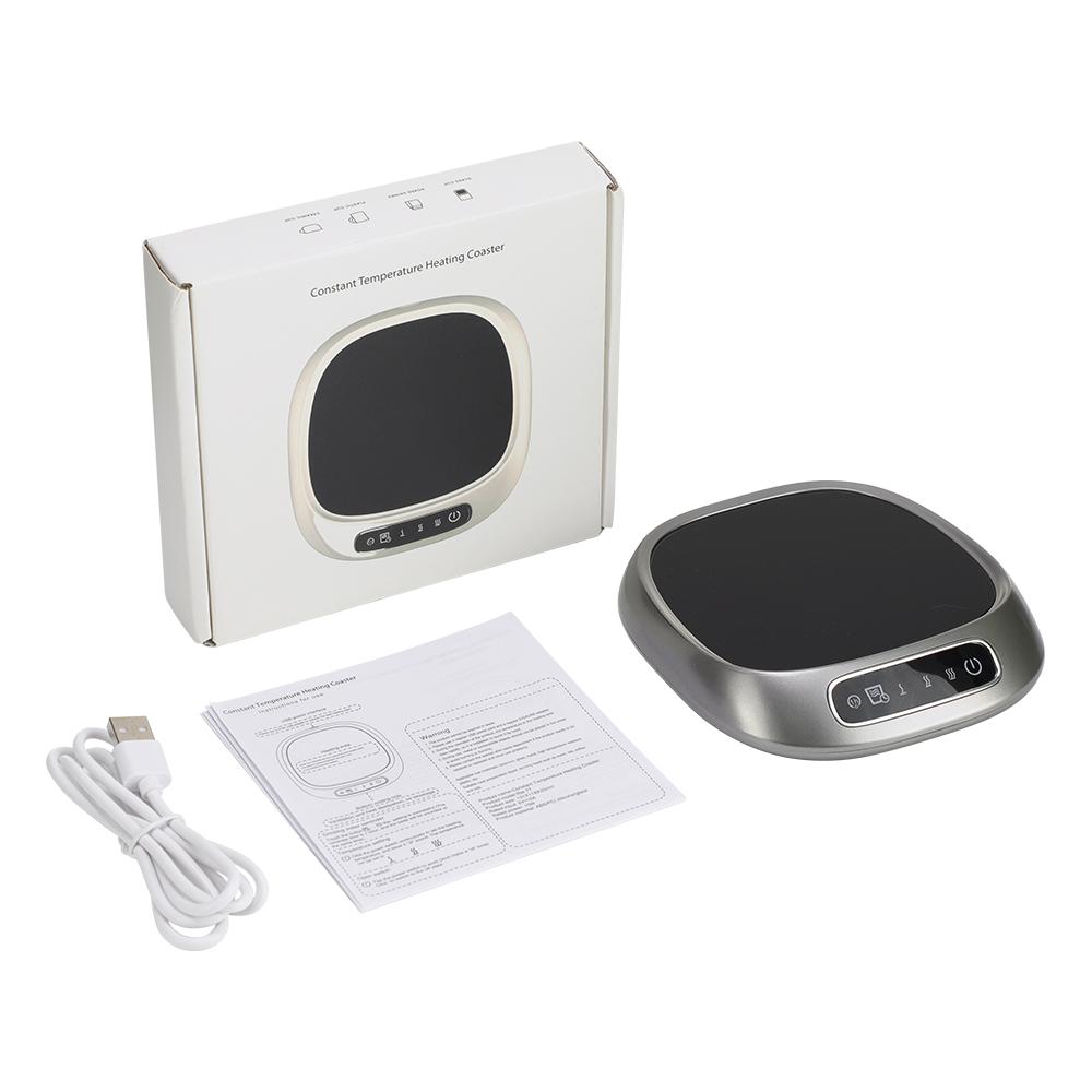 Thermal Heating Cup Mat with 3 Temperature Settings, USB Plug-In Heating Coaster Touchscreen Interface Voice Prompt, Ideal for Autumn Winter Coffee Milk Warmer