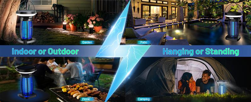 Solar Bug Zapper, 3-in-1 Mosquito Zapper with Camping Lantern, Cordless Bug Zapper for Outdoor and Indoor, Battery Powered Fly Zapper, Waterproof Mosquito Killer for Patio, Home, Backyard, Camping#fathersdaygifts