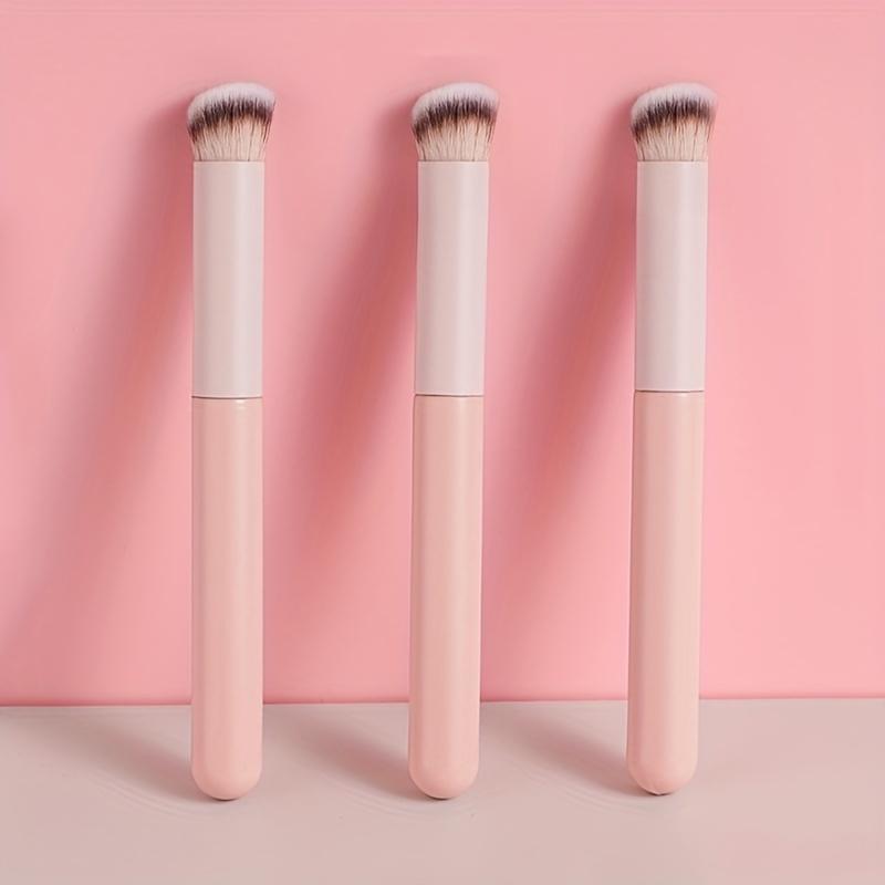 1PC Mini Concealer Brush - Angled Flat Top Kabuki Nose Contour Brush for Under Eye Concealing, Blending, Setting, Buffing with Powder, Liquid, Cream Cosmetic, Pro Small Makeup Foundation, Travel Makeup Brush