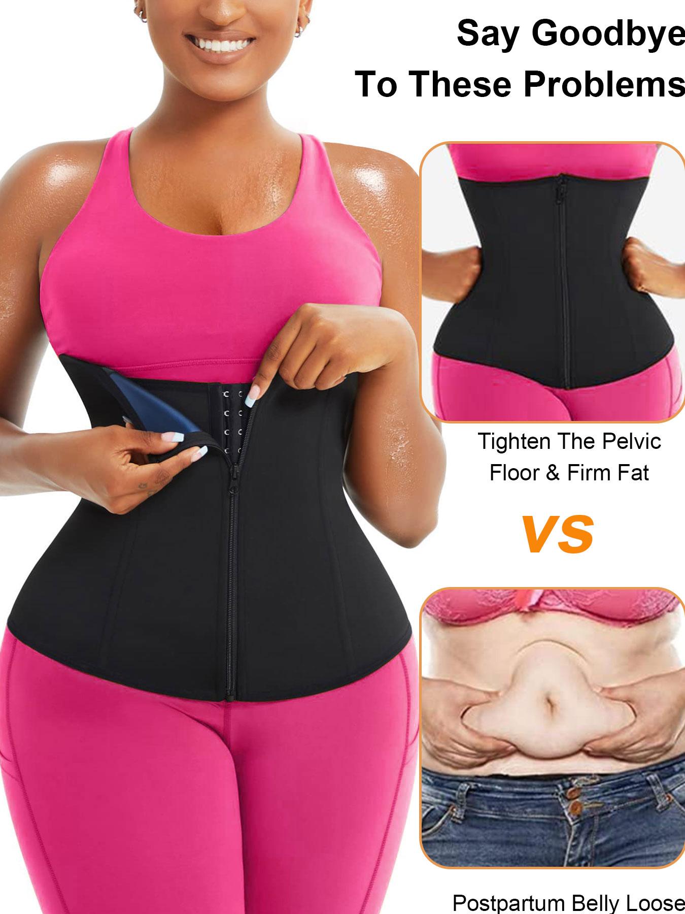 Women's Coated Waist Cincher Shapewear Belt with 4 Steel Bones Support, Zipper Closure, Dual Layer Abdominal Shaper, All Seasons