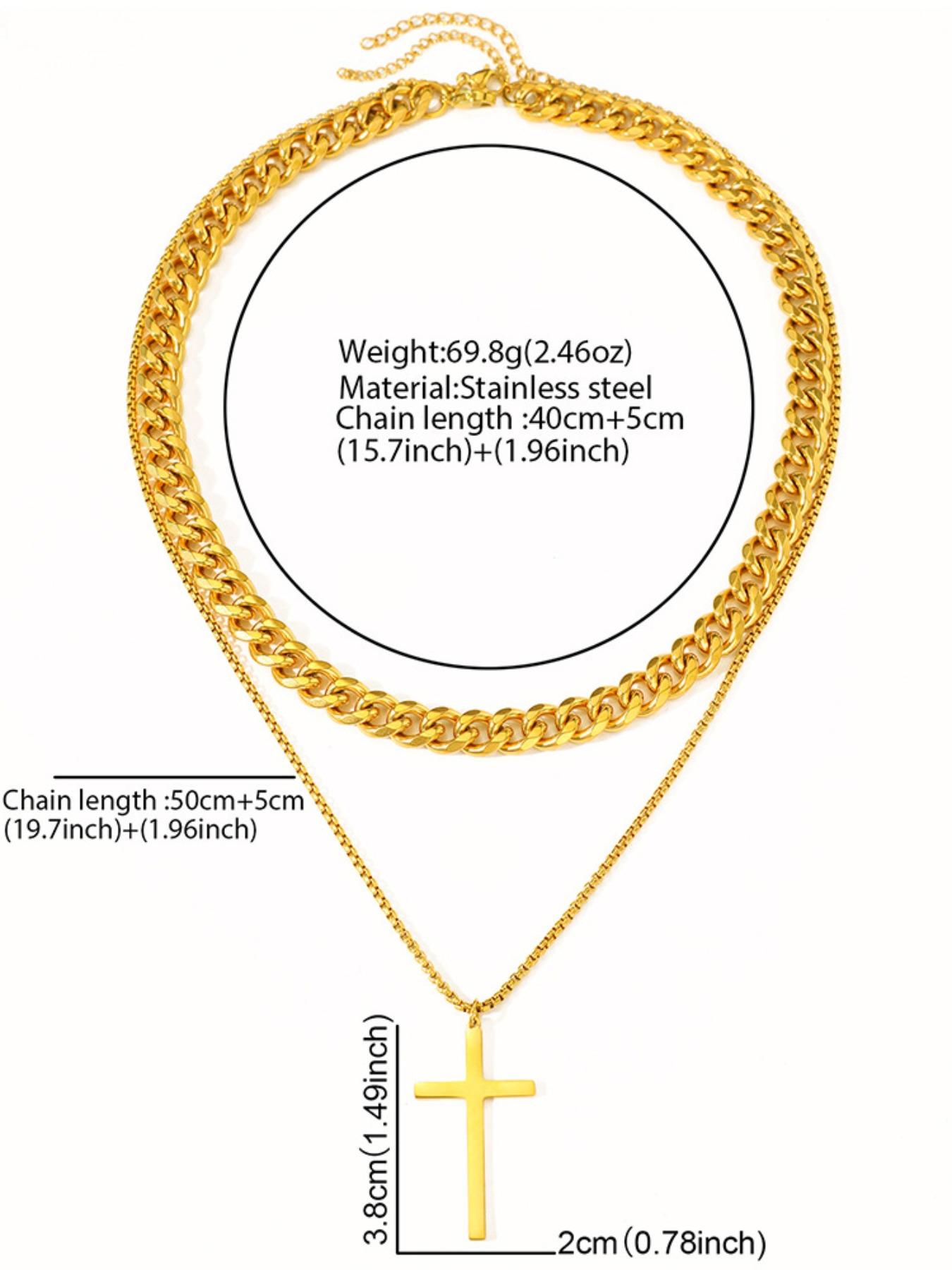 Men's Stainless Steel Jewelry Set, Punk Style Cross Necklace & Bracelet, Streetwear Accessories for All Seasons, Perfect Gift for Him