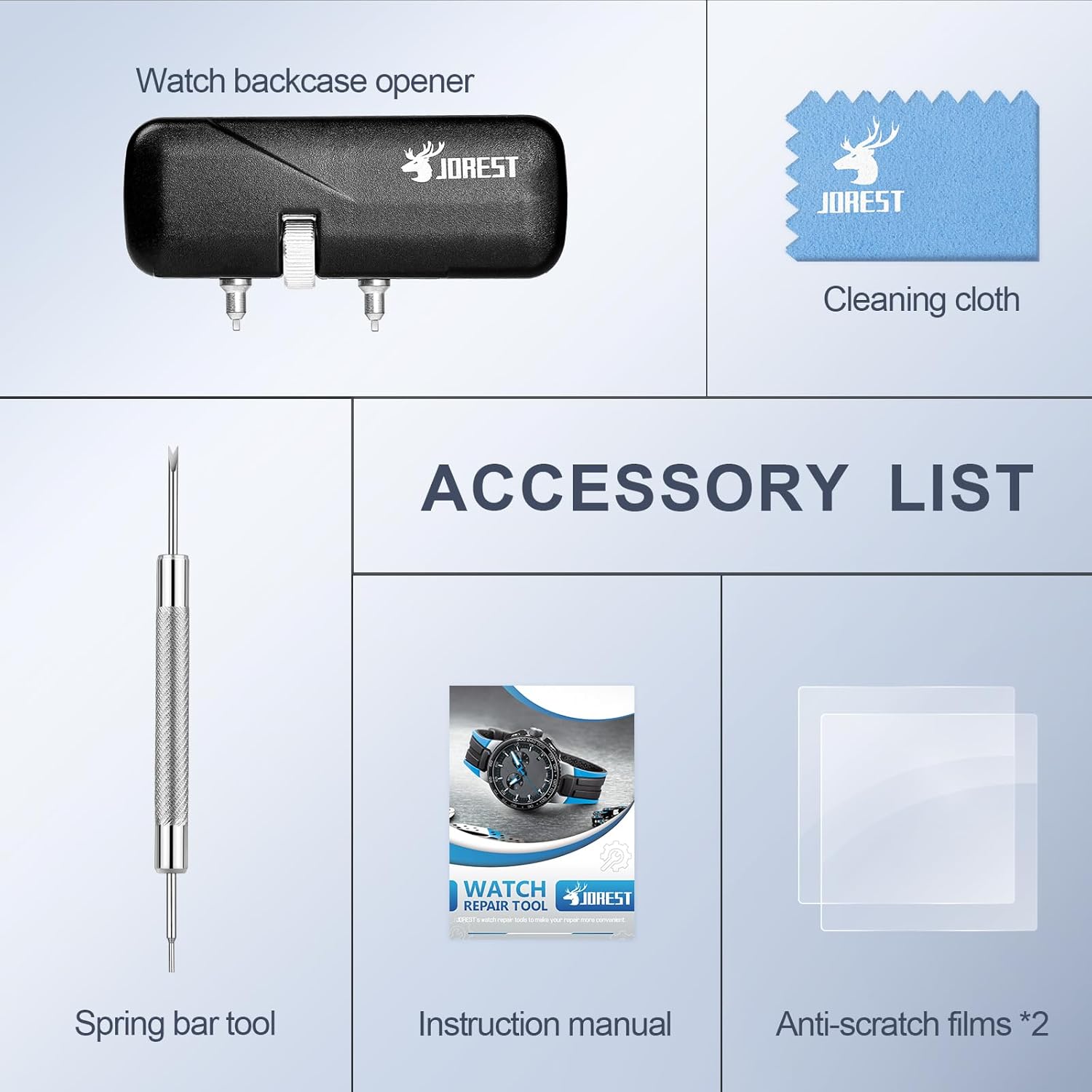 JOREST Watch Repair Tool Kit – Battery Replacement, Case Back Opener, Spring Bar Tool – Great Gift for Watch Lovers & DIY Dads