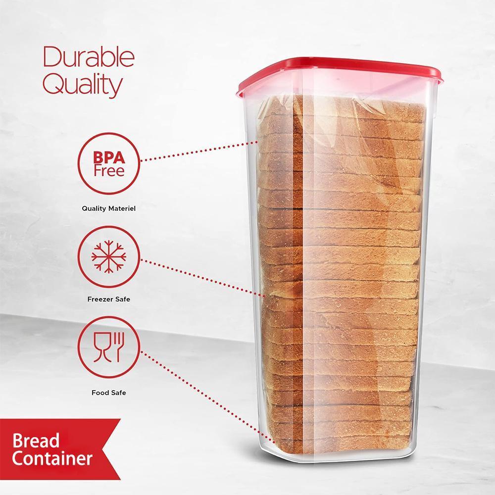 FAXHION 1/2 Pack Plastic Bread Box - Flip-Top Rectangular Storage Container with Reliable Leak-Proof Seal, Maintains Freshness for Kitchen Food Preservation, Upgraded Lock Design