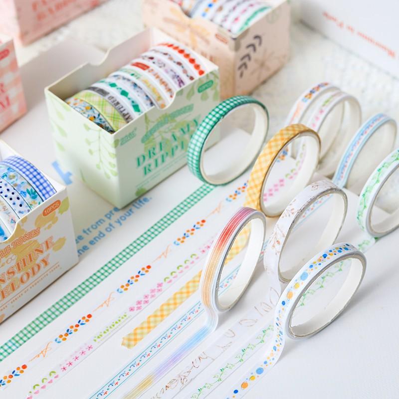 10 Rolls/box Washi Tape, Soft Color Scrapbooking Material, Decorative Log Book Computer Card Gift Stickers, Perfect for Holidays and Birthdays