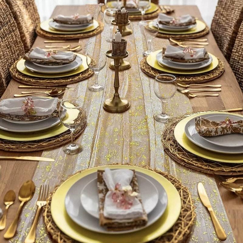 Square Tablecloth and Runner Set, Holiday Banquet Decoration, Wedding ...