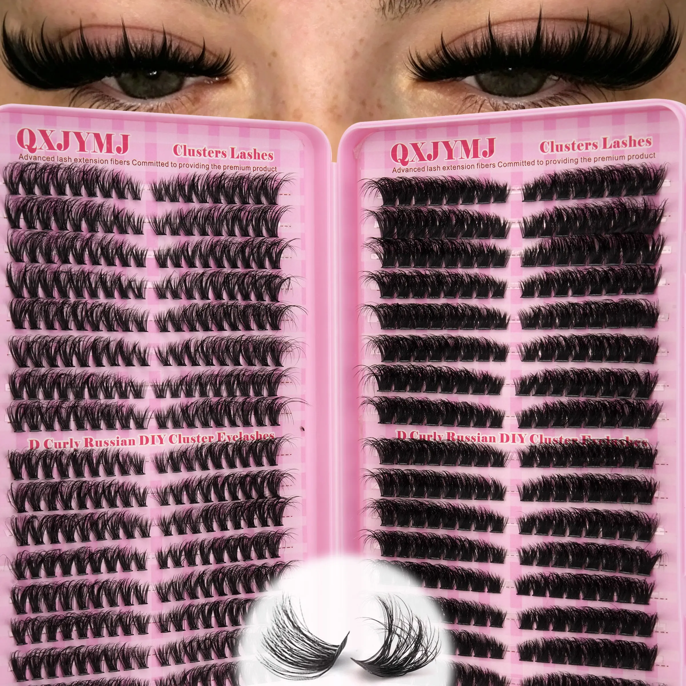 32 Row Russian D Curl Dense Eyelash Book, 60D/100D Shiny Full Interweaving, Deep Contour, Halloween Costume & Party Makeup