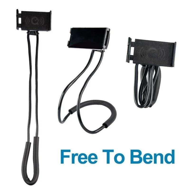 Adjustable height phone holder, neck mount, lazy phone holder accessory, 360-degree adjustable phone holder