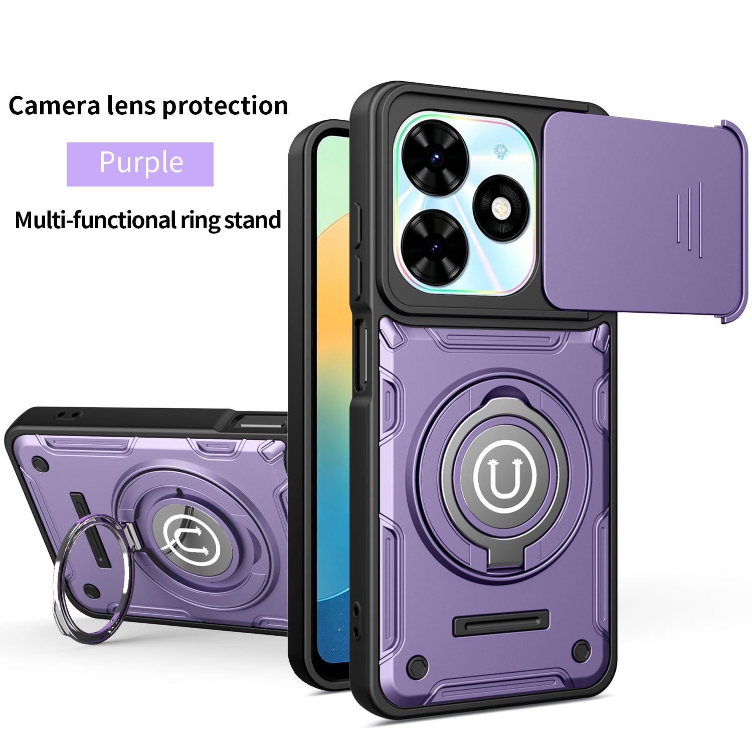 New 360 Rotating Magnetic Stand Phone Case for Tecno Spark20 & Tecno PoP8, Anti-Drop Phone Shell with Camera Cover Protection