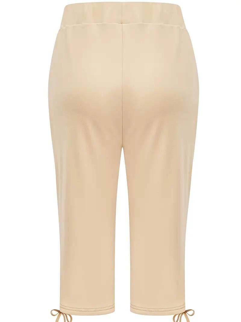Women’s lightweight capri pants with drawstring waist — casual long pants, comfortable and stylish, suitable for spring and summer wear