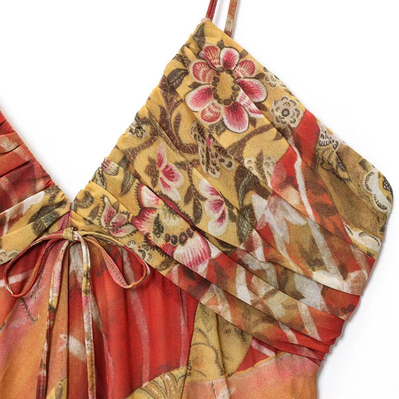Women's Summer Dress Print Spaghetti Strap Maxi Dress Ruched Bust Flowy Silhouette Colorful Floral Pattern Festival Beach Vacation Outfit Fashion Dress 2025 Women’s Summer Fashion Elegant Party Dresses, Bohemian