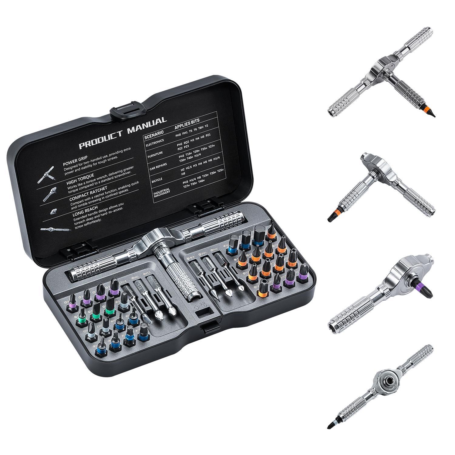 Advanced Ratchet Screwdriver Set, 24/40/66/100-In-1 Magnetic Drill Bits, Home Repair Tool Kit, Replaceable Screwdriver Bits, Detachable T-Type Handle, Furniture, Bike, Computer Maintenance #GLOBAL PICKS