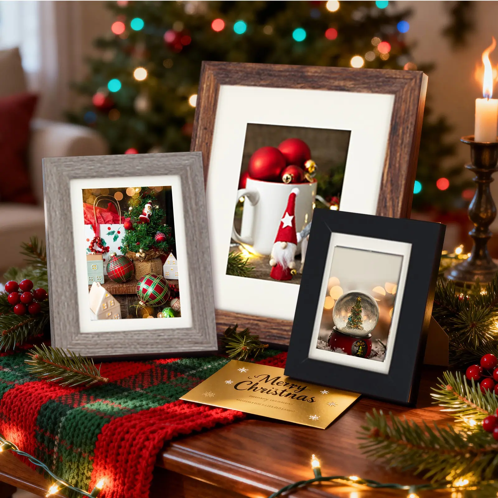 10 Pack Assorted Picture Frames Collage Wall Decor Set, Gallery Wall Frame Kit for Wall and Tabletop Display, Includes 8x10, 5x7, 4x6 Frames for Family Photos, Halloween and Christmas