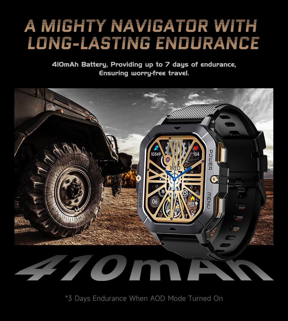 C28 Smartwatch Waterproof 2.02 Inch HD Display Ai Features Supports 10m Depth Battery Capacity 410mah over 120 Sports Modes Heart Rate Sleep Monitor