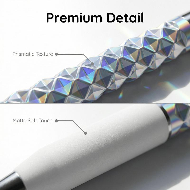 One-Click Deformable Pen, Geometric Shape-Shifting Pen - 6 Pack Rollerball Pen Set ( 2 Black, 2 Silver, 2 Gold) | Press to Form Diamond Crinkle Design | Multi-Functional Creative Gift for Writing, Drawing & Stress Relief