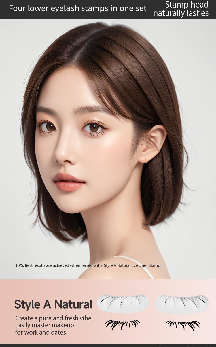 2-In-1 Dual-Head False Lash Stamp Makeup Tool Set, Quick-Dry Long-Lasting Portable, Sweat-Resistant, Multiple Styles and Colors, Essential for Beginners