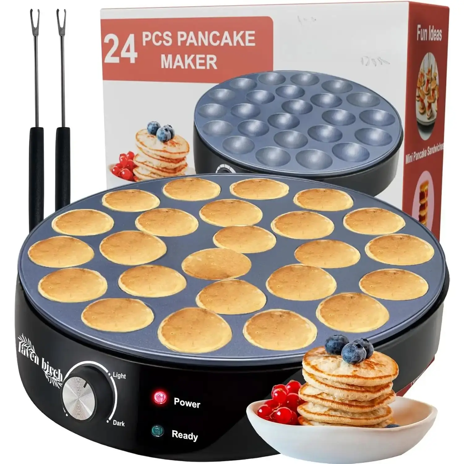 24-Count Nonstick Electric Mini Pancakemachine, Adjustable Heat Multi-Use Poffertjes Griddle, Easy-to-Use Baker for Restaurants, Ideal for Breakfast & Desserts (Home Supplies Category)