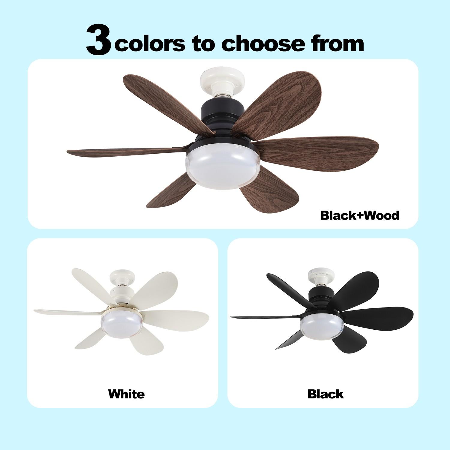 20.5 Inch Dimmable Fan Light Socket, E27 Screw Base, Remote Control Ceiling Fan Lamp Walnut Color, 3 Speeds, 3 Adjustable Colors