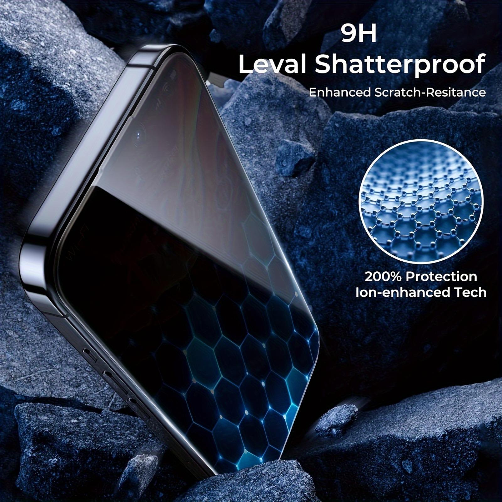 iPhone Protective Shockproof Screen Protector Set, 2-Pack Cellphone Smartphone Tempered Glass Film for iPhone Models 15/16/17/14/13/12 Plus Pro Max, Easy Install & Privacy Protection Accessories