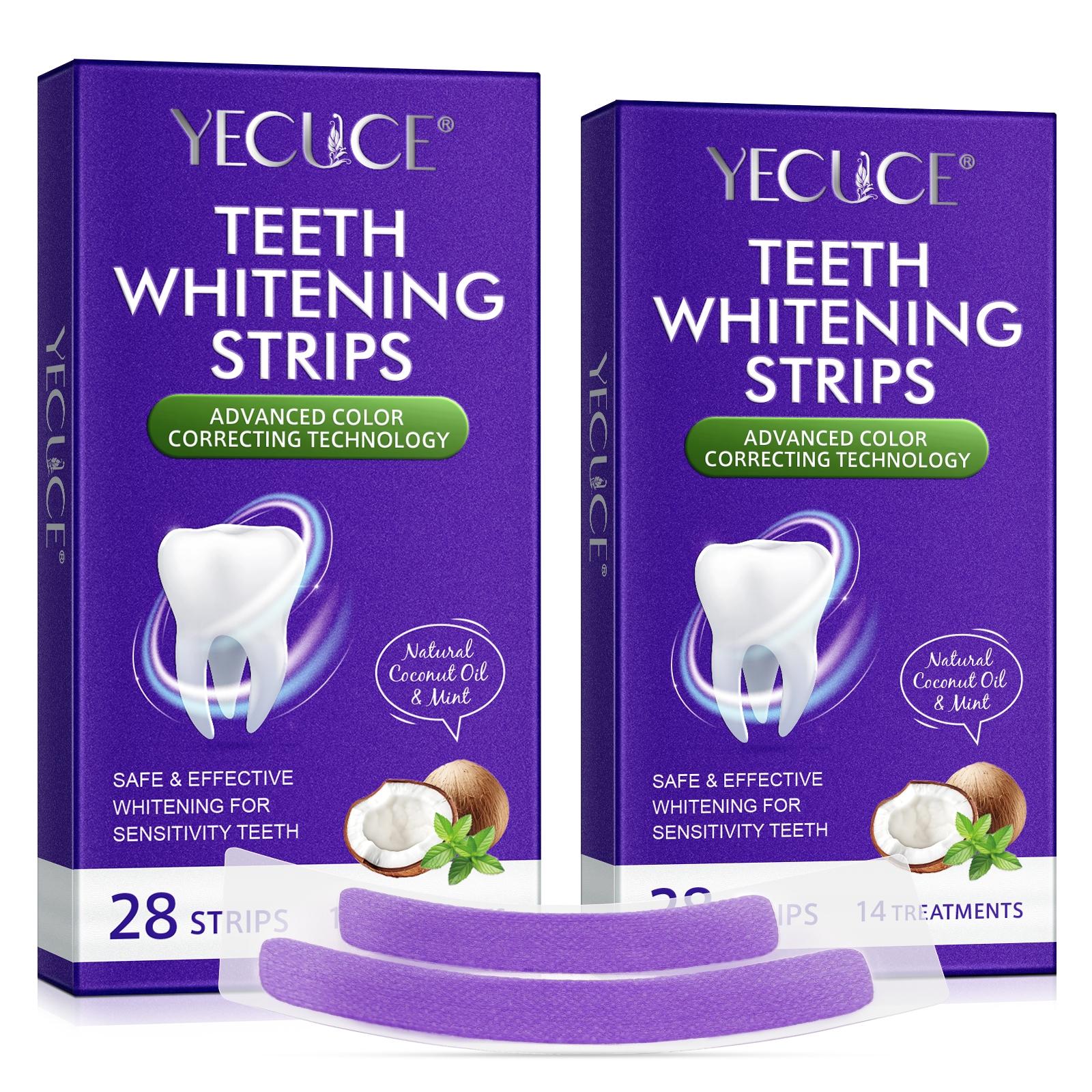 Yecuce Teeth Stickers Box of 28, Whitening Teeth Strips, Tooth Care, Teeth, Enamel Health, Suitable for Sensitive Teeth, Non-Slip Dry Application, Teeth Brightener, Teeth Whitener