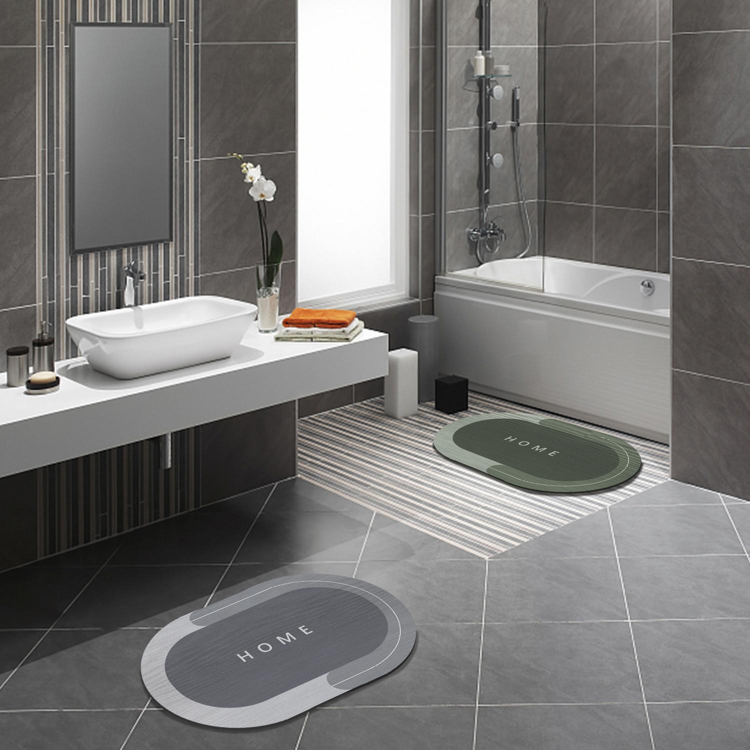 Soft Oval Microfiber Velvet Bath Mat 15.7x23.6 Inch, Super Absorbent, Fast Drying, Scratch Resistant, Non-Slip Rubber Backing, Washable Mildew-Proof Floor Mat for Home Bathroom Shower