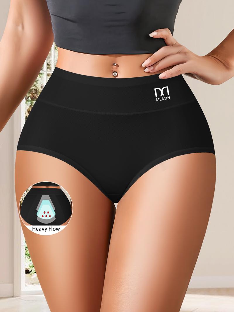 QUASTI 6 PCS Mid Waist Women'S Menstrual Pants, High Stretch Women Body Shaper Underwear, Solid Color Physiological Pants, Breathable Soft Stretchy Womenswear Briefs