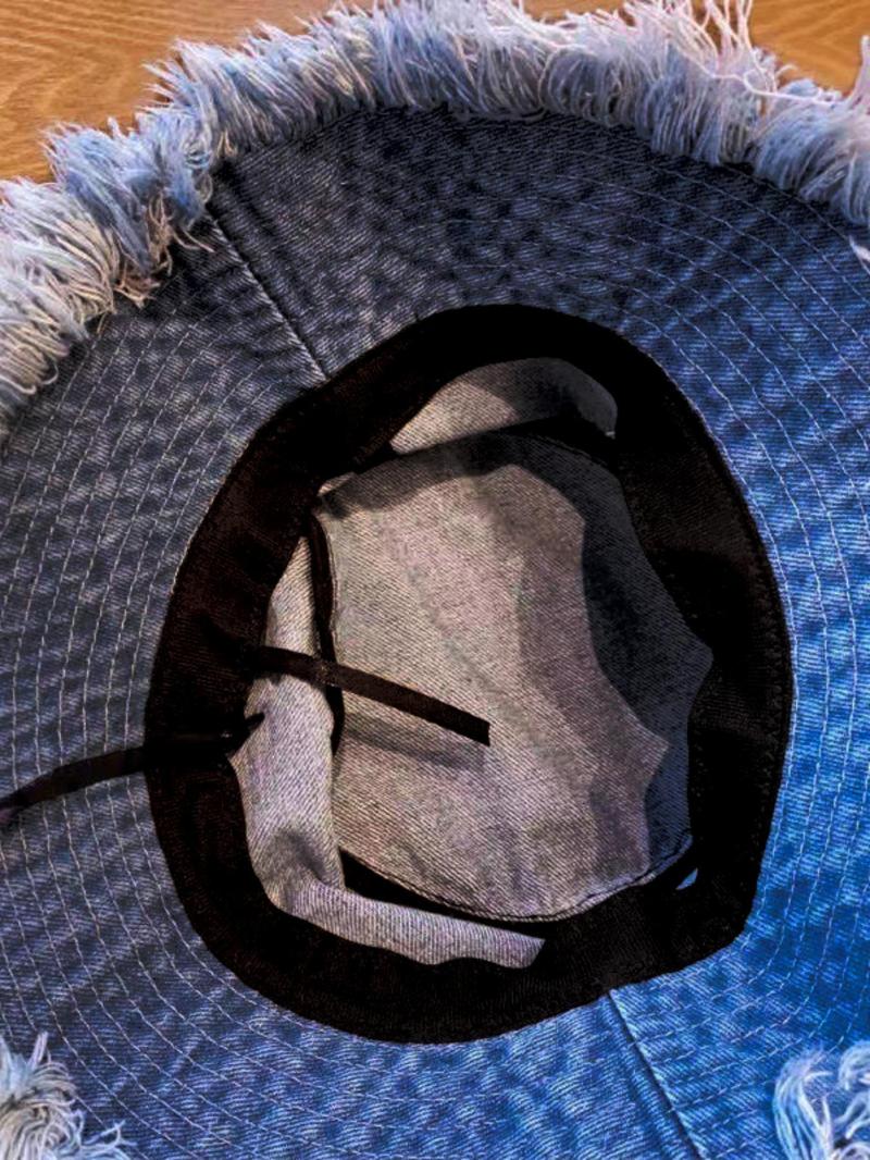 Letter Patch Washed Raw Trim Bucket Hat , Casual Outdoor Sun Protection Cap for Women & Men, Fashion Accessories for Daily Wear Adjustable Hat