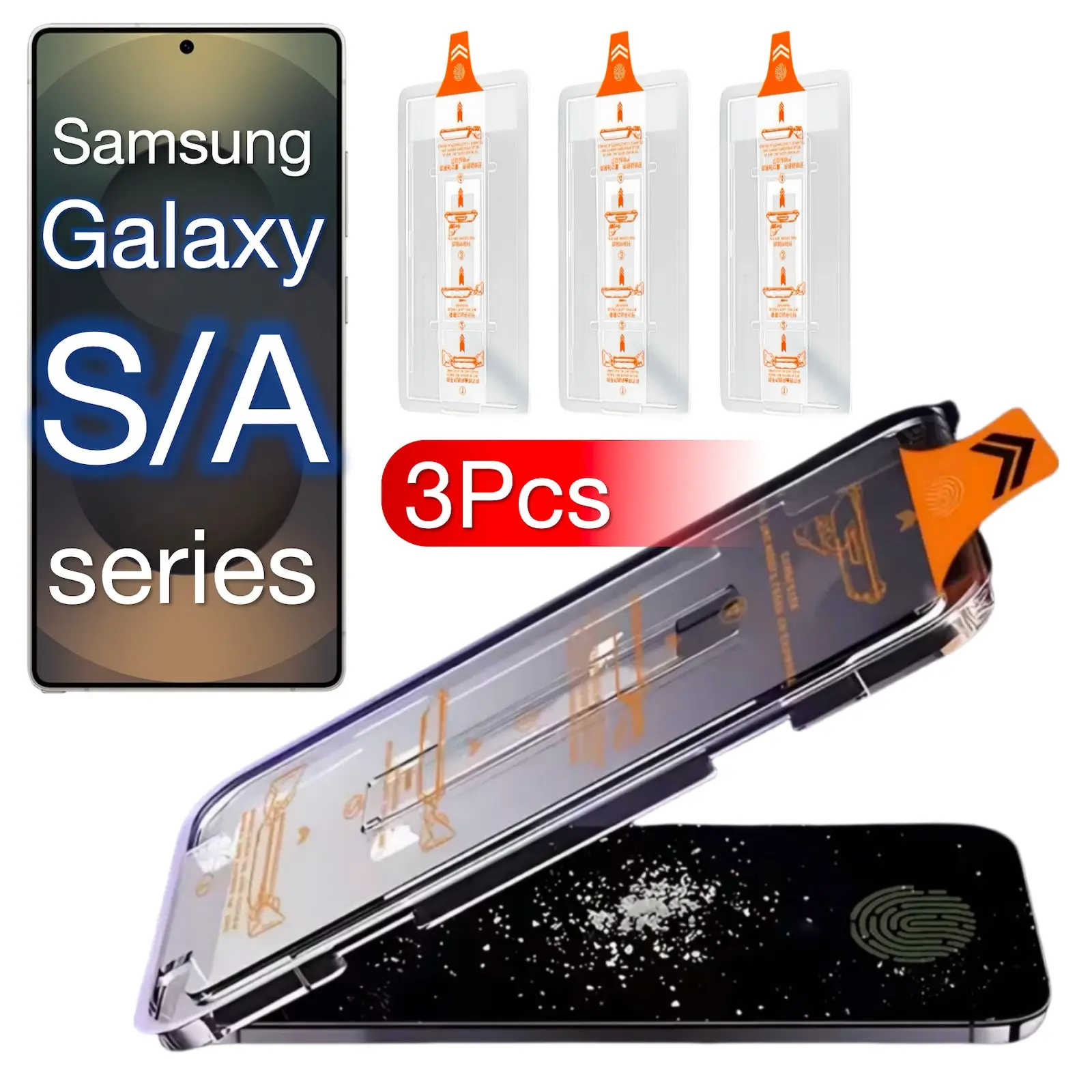 3Pcs Samsung Galaxy S26/S25/s24/ultra/s23/s22/s21/plus/a56/a55/a54/a53/a36/a35/a34/a26/a25/a16/a15/a06/a05 5g Tempered Protective Smartphone Screen Protector, Auto-Align Design, Fingerprint Protection Installation Accessories, Screen Protective Film