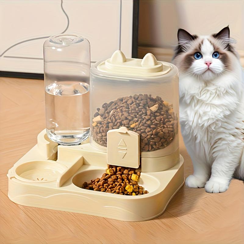 Automatic Cat Feeder and Water Dispenser, Dual Function Pet Food Station, Durable Plastic, Easy Clean, No Battery Needed, 8.46x7.68x6.69 Inch