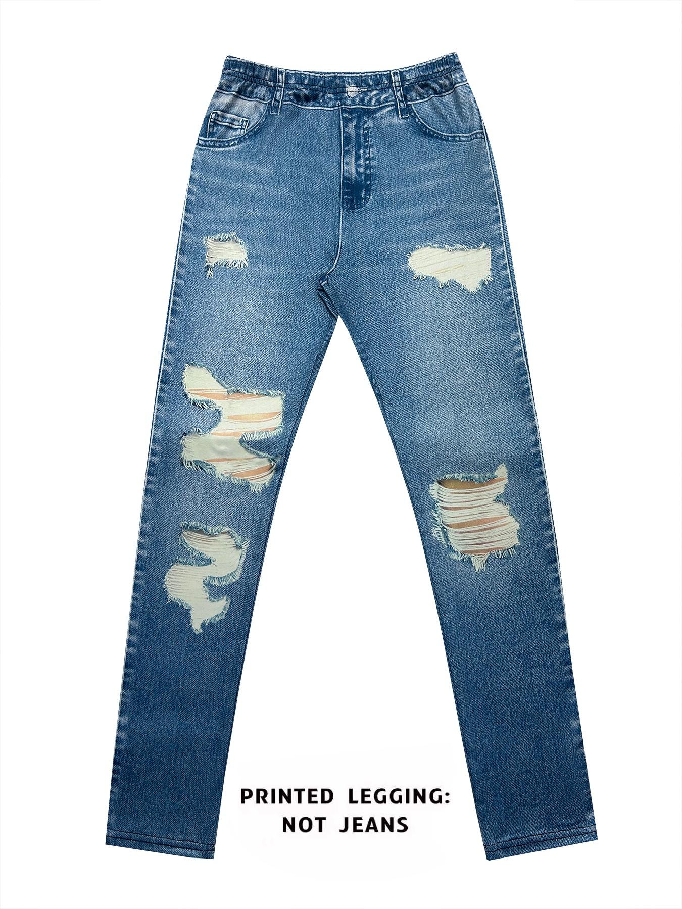 Women's Printed Leggings Non-Denim Fabric, Summer Fashion Tight-Fitting Pants, Sports & Casual Wear, Bottom