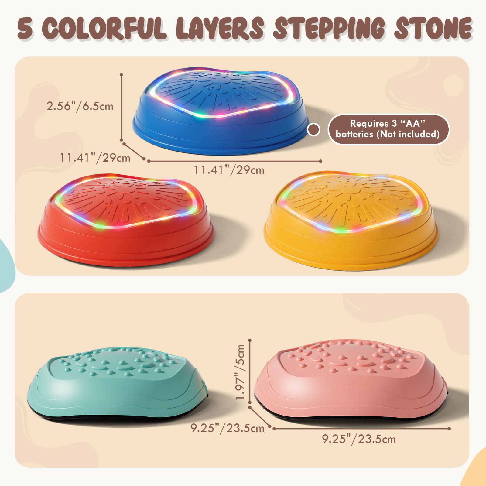 Lehoo Castle Stepping Stones for Kids, Non-Slip Stepping Stones, Indoor & Outdoor Toys, Obstacle Course, Sensory Balance Stepping Stones, outdoorfun