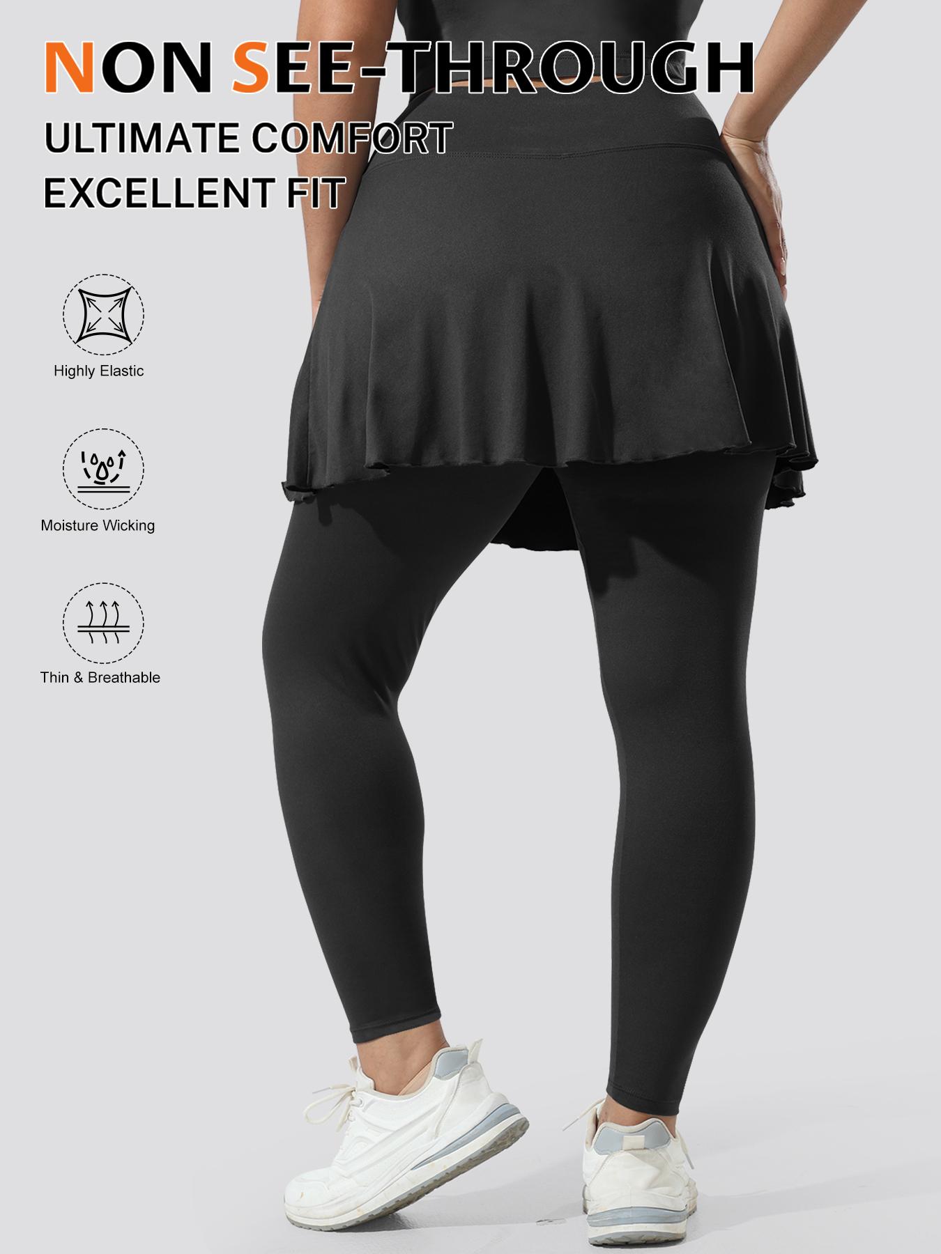 Women's Plus Size Skirt Pants with Pockets, High Elastic Soft Comfortable Sportswear, Tennis Attire, Unique Design, Active Skort Skirt, Sporty Breathable Skorts, Must-Have for Women