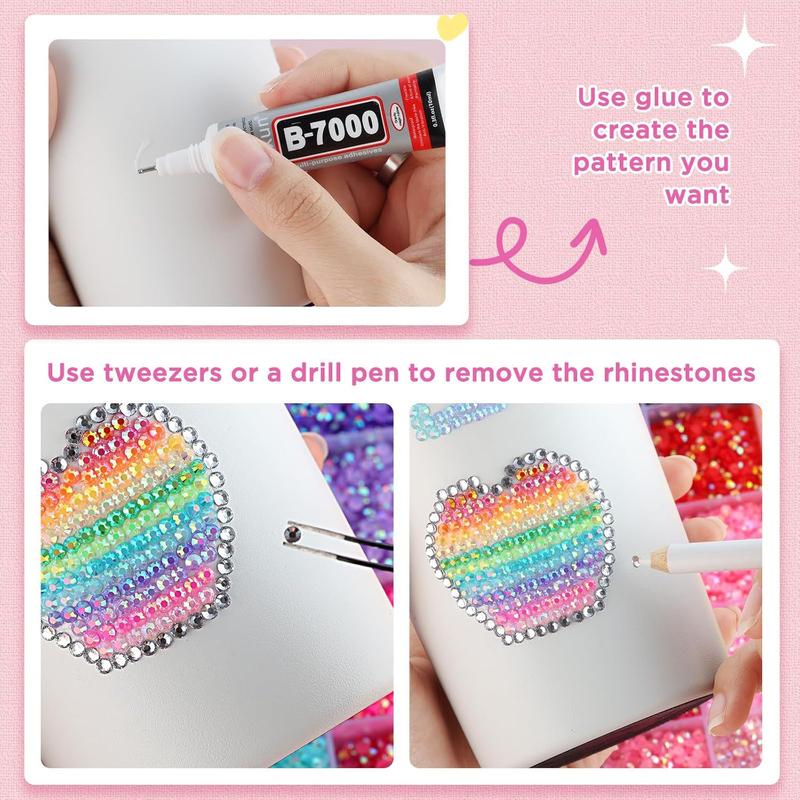 32000Pcs 40 Colors Jelly Rhinestones 3mm Multicolor Resin Flatback Gems for Diamond Art Bedazzler Kit with 3Pcs 10ml B7000 Jewelry Glue for Crafting Book Shoes Nail Art Glitter Bedazzling valentine's gift for bf valentine gifts valentine's classroom gifts