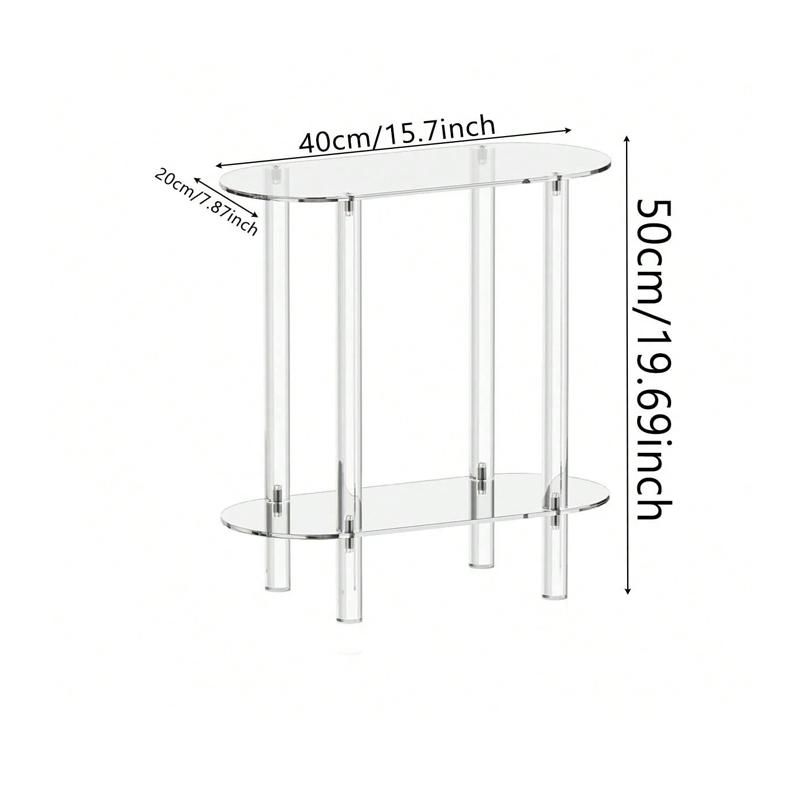 Transparent Acrylic 2-Layer Side Table, Modern Simple Rectangular Bedside Cabinet, Multi-Functional Decorative End Table for Living Room Bedroom