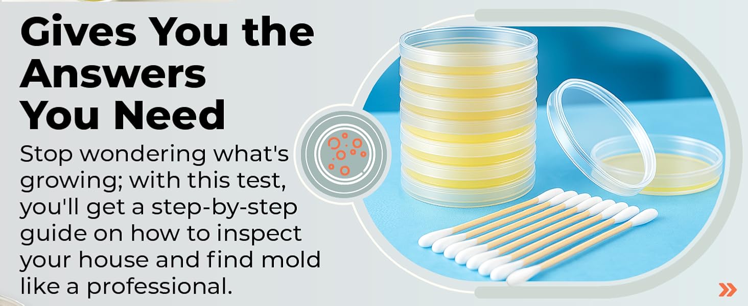 Mold Test Kit – Test 10 Different Areas, Swab Sample and Air Sample, Easy-to-Use Guide,-Testing
