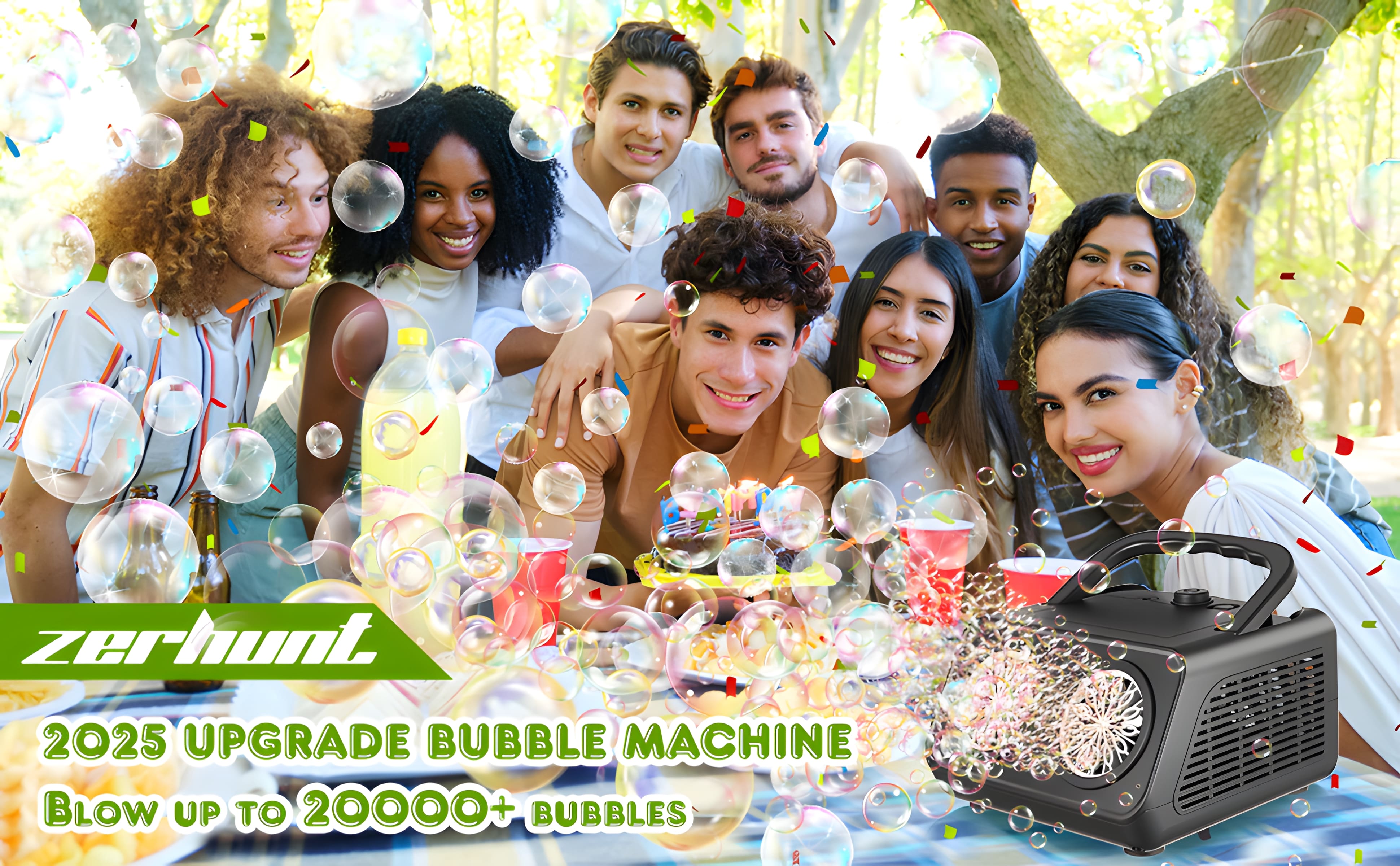 Zerhunt Upgrade Bubble Machine, 20000+ Bubbles Per Minute Bubble Blower, Toys for Boys and Girls Outdoorfun Birthday Parties Christmas
