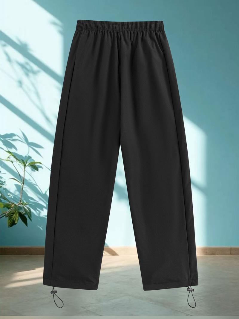 Men's Sport Pants Side Pocket Drawstring Design, Printed Running Pants Quick-Dry Breathable, Fitted Outdoor Sports Long Pants, Active Gym Pants