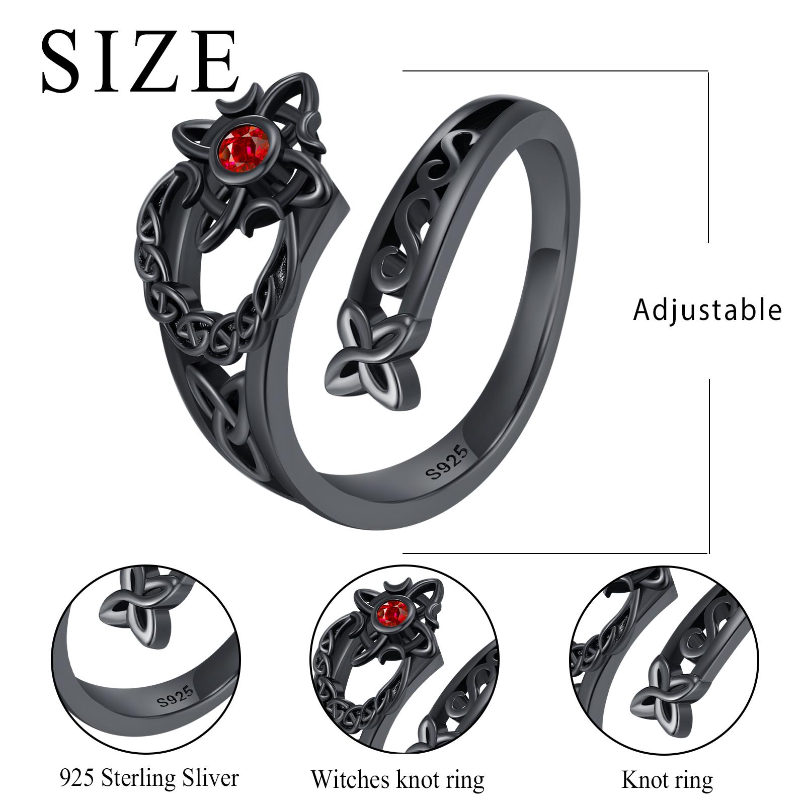 DRINSPER S925 Witches Knot Ring, Celtic Knot Protection Ring, Nudo de Bruja Plata 925 Sterling Silver Witchy Jewelry for Women