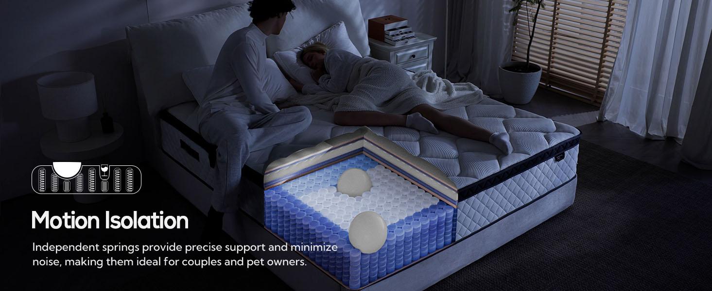 Bezzze Queen Hybrid Mattress in a Box 3-in-1 Comfort Memory Foam Supportive Coils for Zero Motion Transfer Back Lumbar Support Medium Firm Soft Multiple Sizes Twin Full Queen Pressure Relief Traditional Coil Mattress