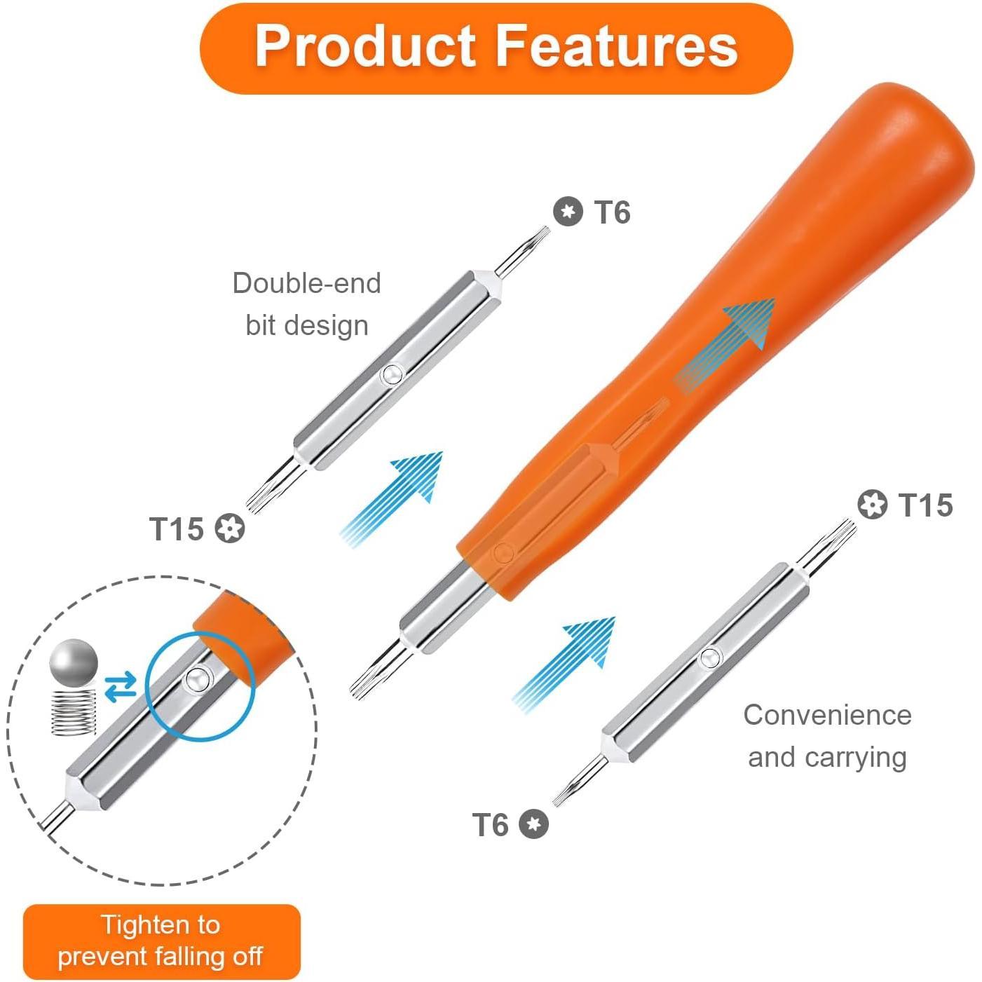 Ring Doorbell   Tool with  Screws,  | Video doorbell  changes, WiFi resets, T6 T15 , 16 count  screw ; orange  tip tool