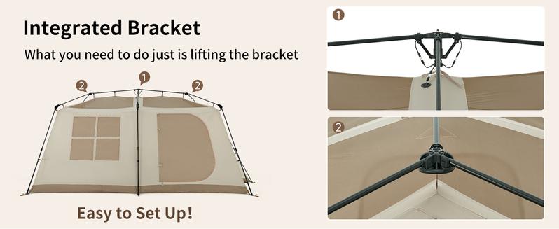 Naturehike Large Family Camping Tent with Front Awning & 60s Quick Setup – Waterproof, Sun Protection, Spacious 4-8 Person, Two-Room Design, Built-in Lights, Large Storage Space & Five-Sided Ventilation, Outdoor & Backyard Adventures