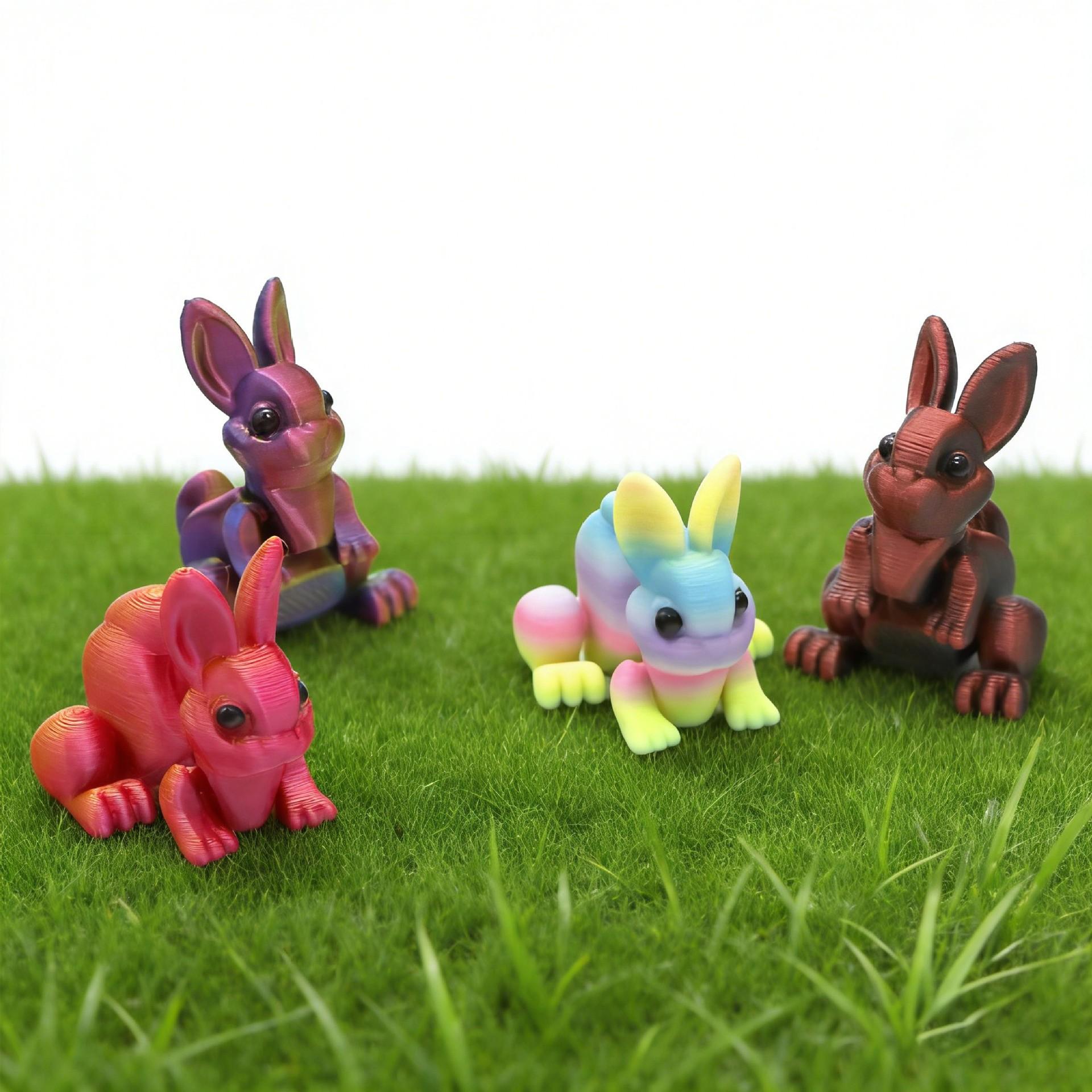 Easter Egg 3D Printed Rabbit Ornament, Creative Desktop Decor, Movable Rabbit Model Toy, Unique Easter Gift Idea, Fun Office Accessory